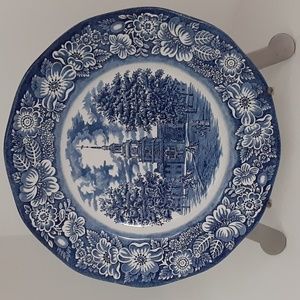 Liberty Blue Ironstone Transferware Dinner Plate Historic Colonial Scenes